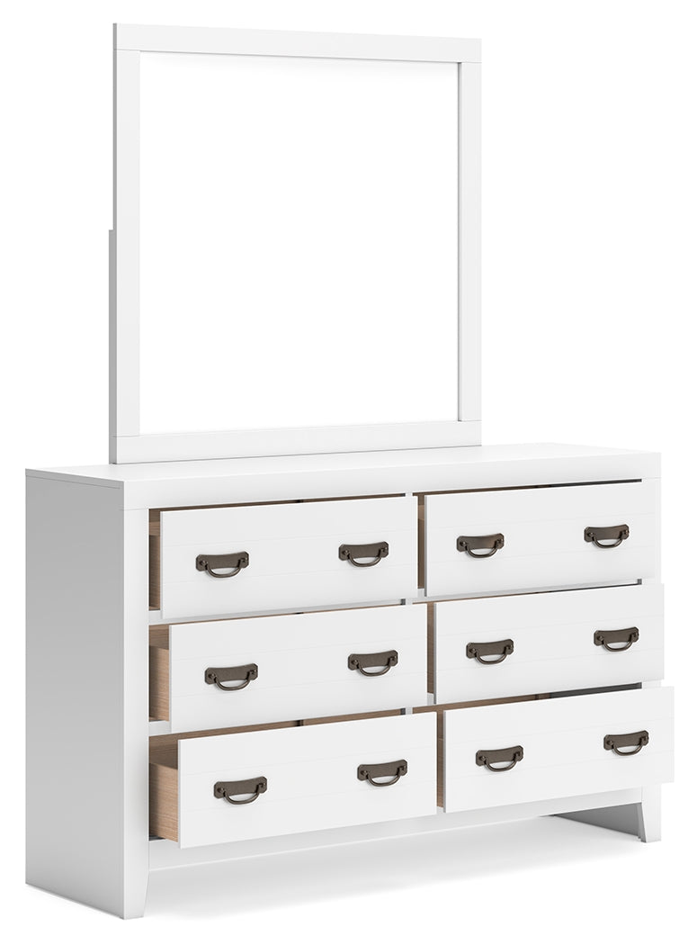 Binterglen White Dresser and Mirror