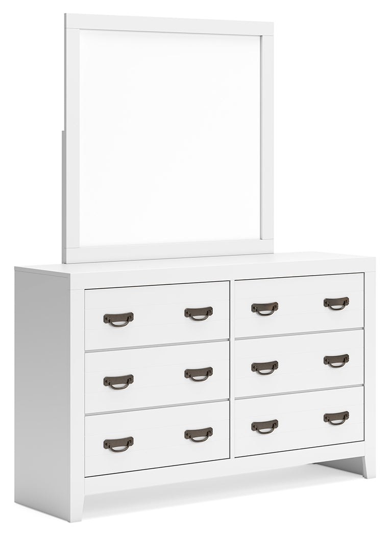 Binterglen White Dresser and Mirror