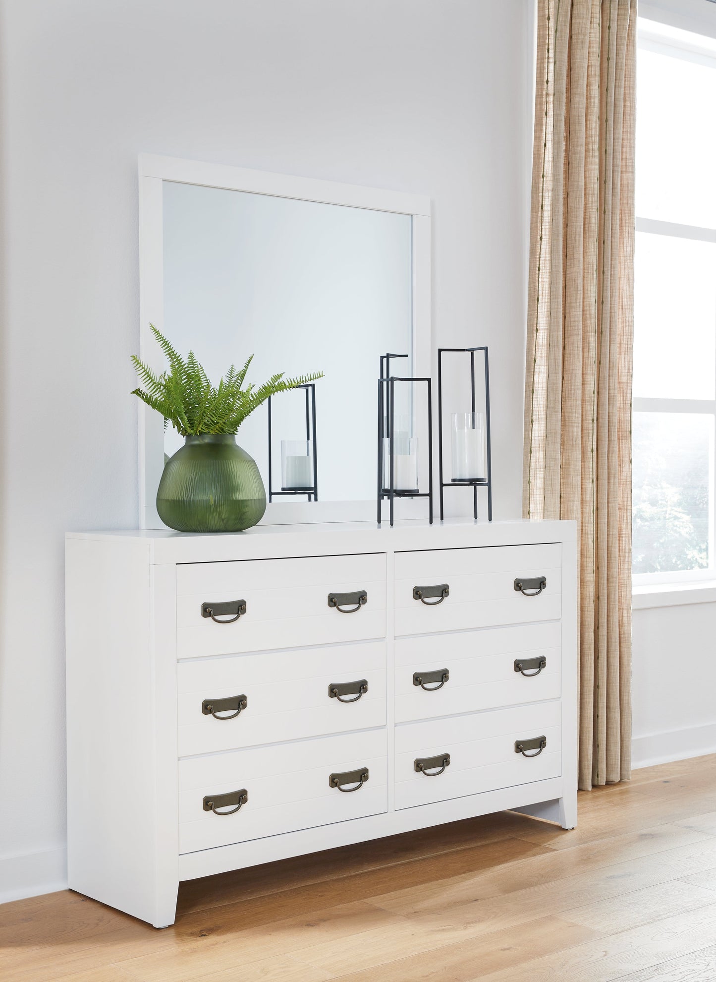 Binterglen White Dresser and Mirror