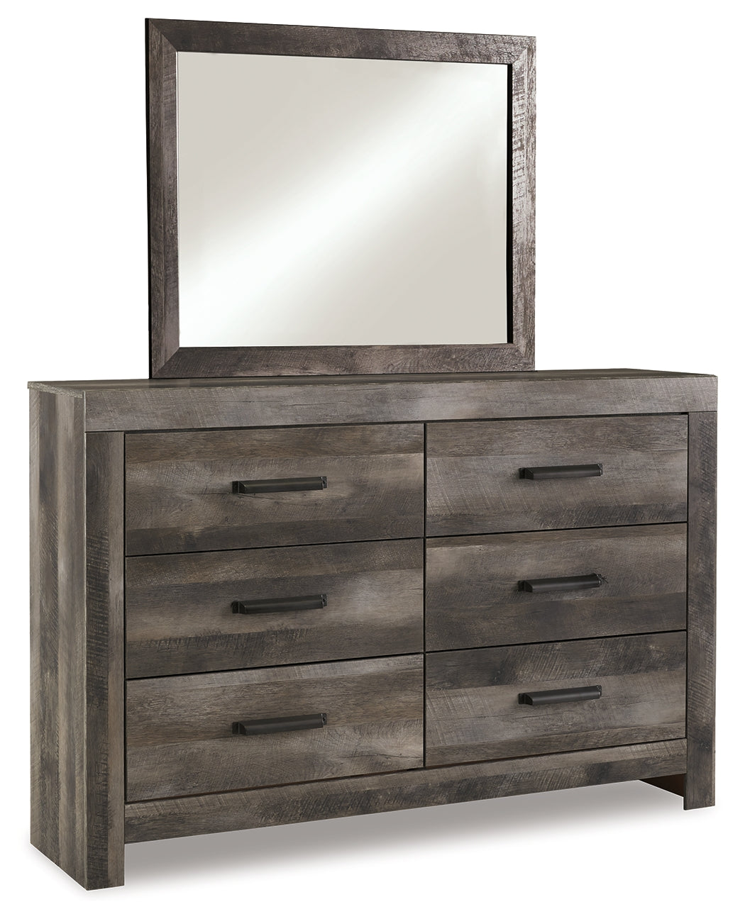 Wynnlow Gray King Poster Bedroom Set with Dresser, Mirror and 2 Nightstands