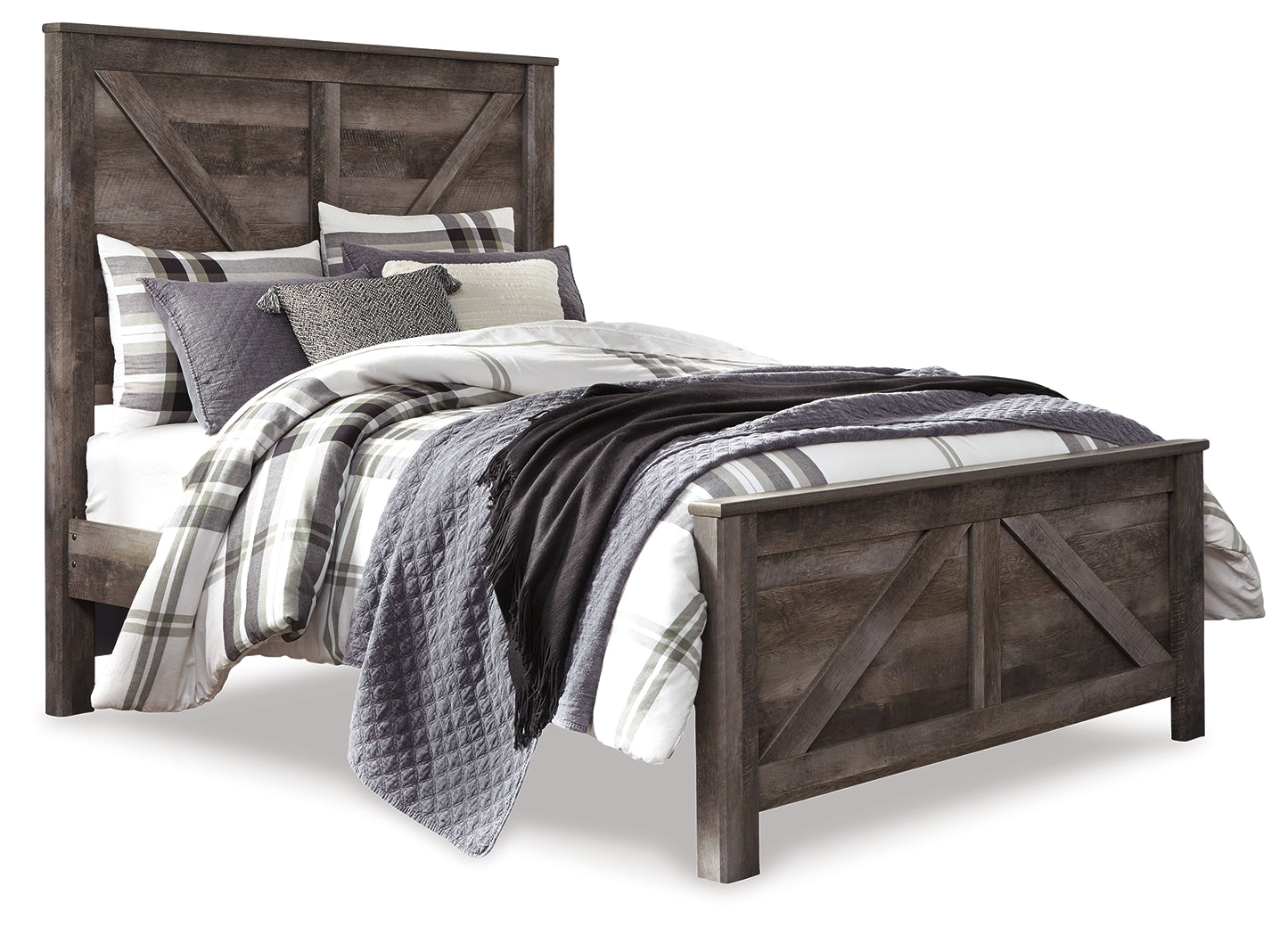 Wynnlow Gray Queen Crossbuck Panel Bedroom Set with Dresser, Mirror, and Nightstand