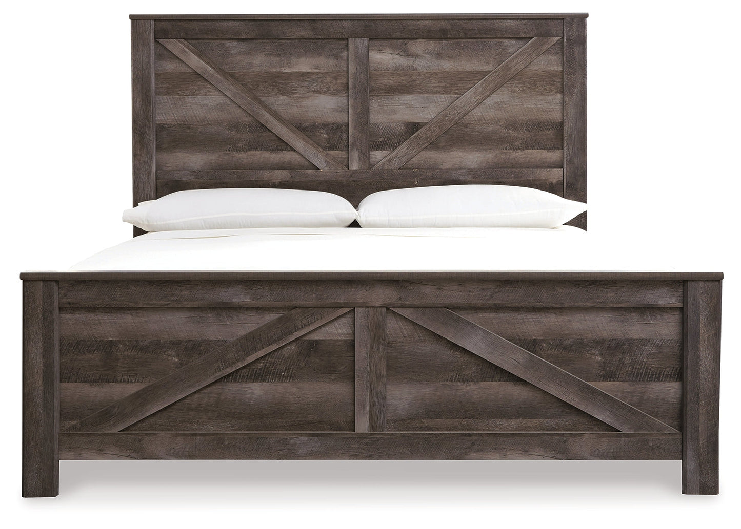 Wynnlow Gray King Crossbuck Panel Bedroom Set with Dresser, Mirror and Nightstand