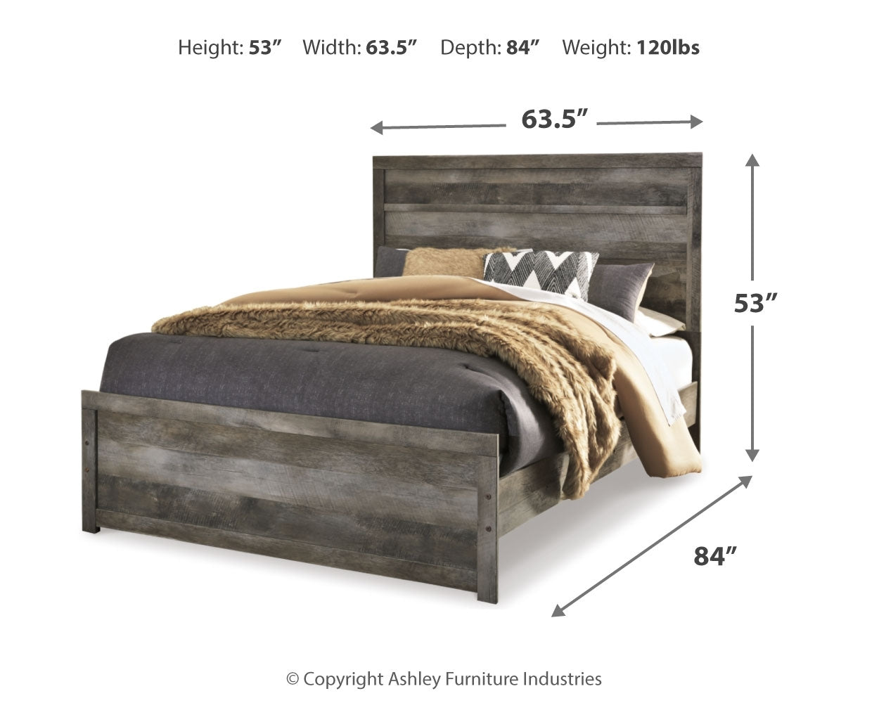 Wynnlow Gray Queen Panel Bedroom Set with Mirrored Dresser and Nightstand