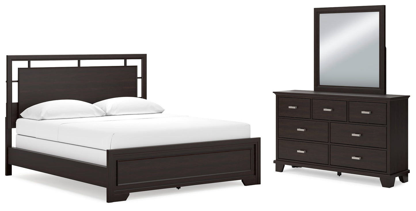 Covetown California King Panel Bedroom Set with Dresser and Mirror