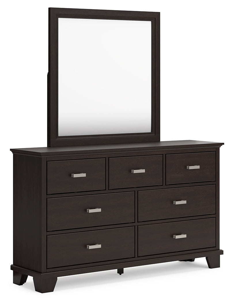 Covetown Dark Brown Dresser and Mirror