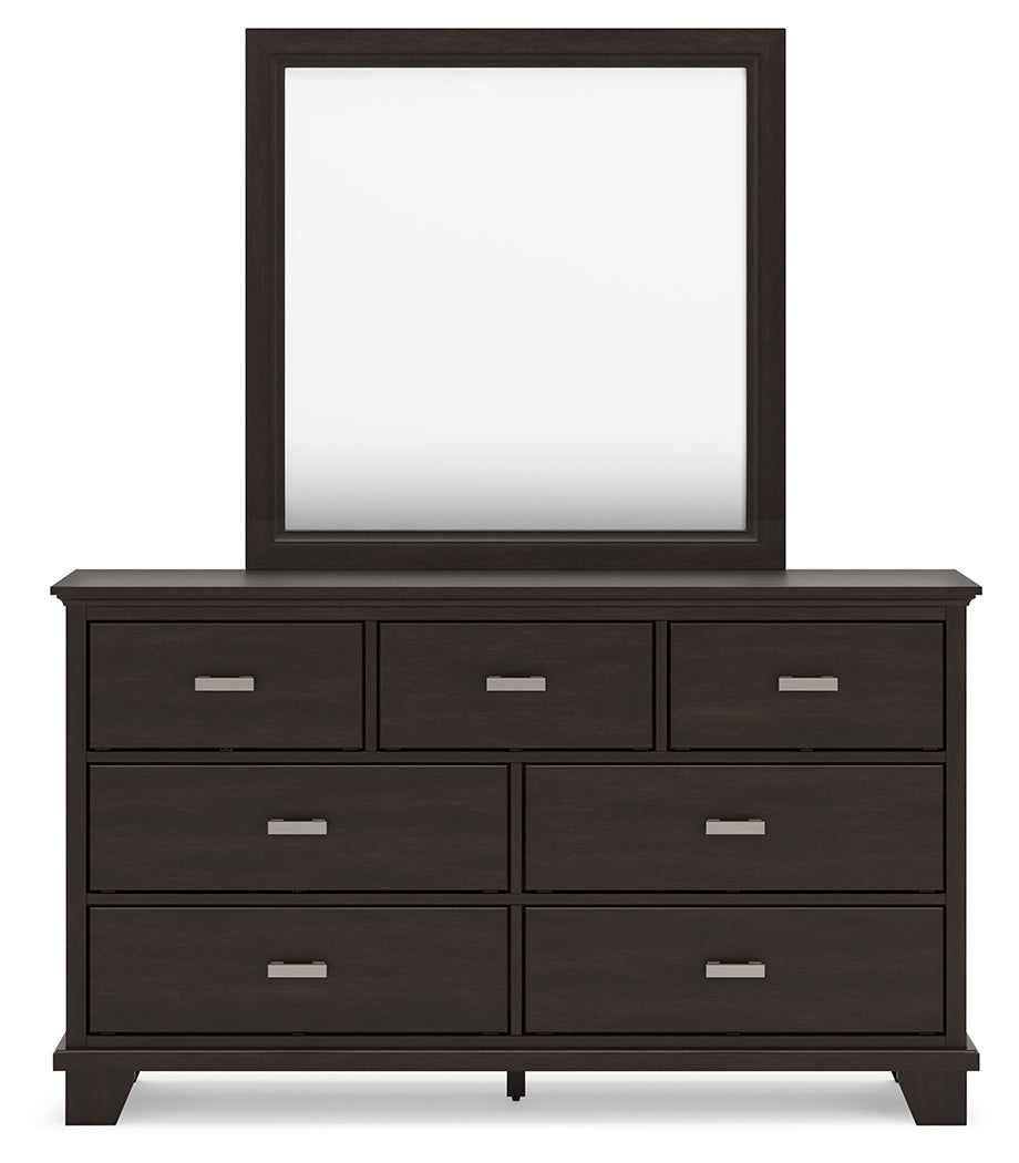 Covetown Dark Brown Dresser and Mirror