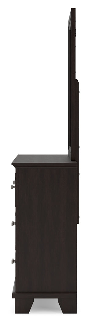 Covetown Dark Brown Dresser and Mirror