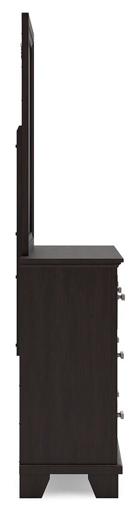 Covetown Dark Brown Dresser and Mirror