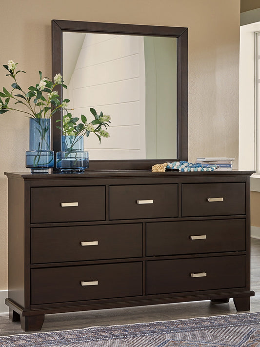 Covetown Dark Brown Dresser and Mirror