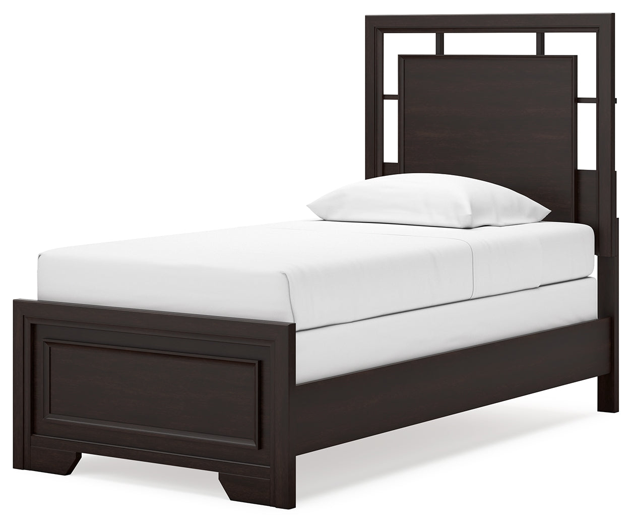 Covetown Dark Brown Twin Panel Bed