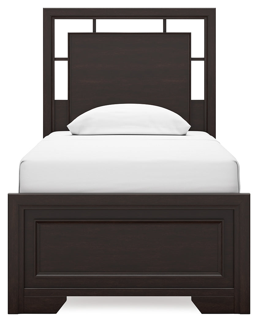 Covetown Dark Brown Twin Panel Bed