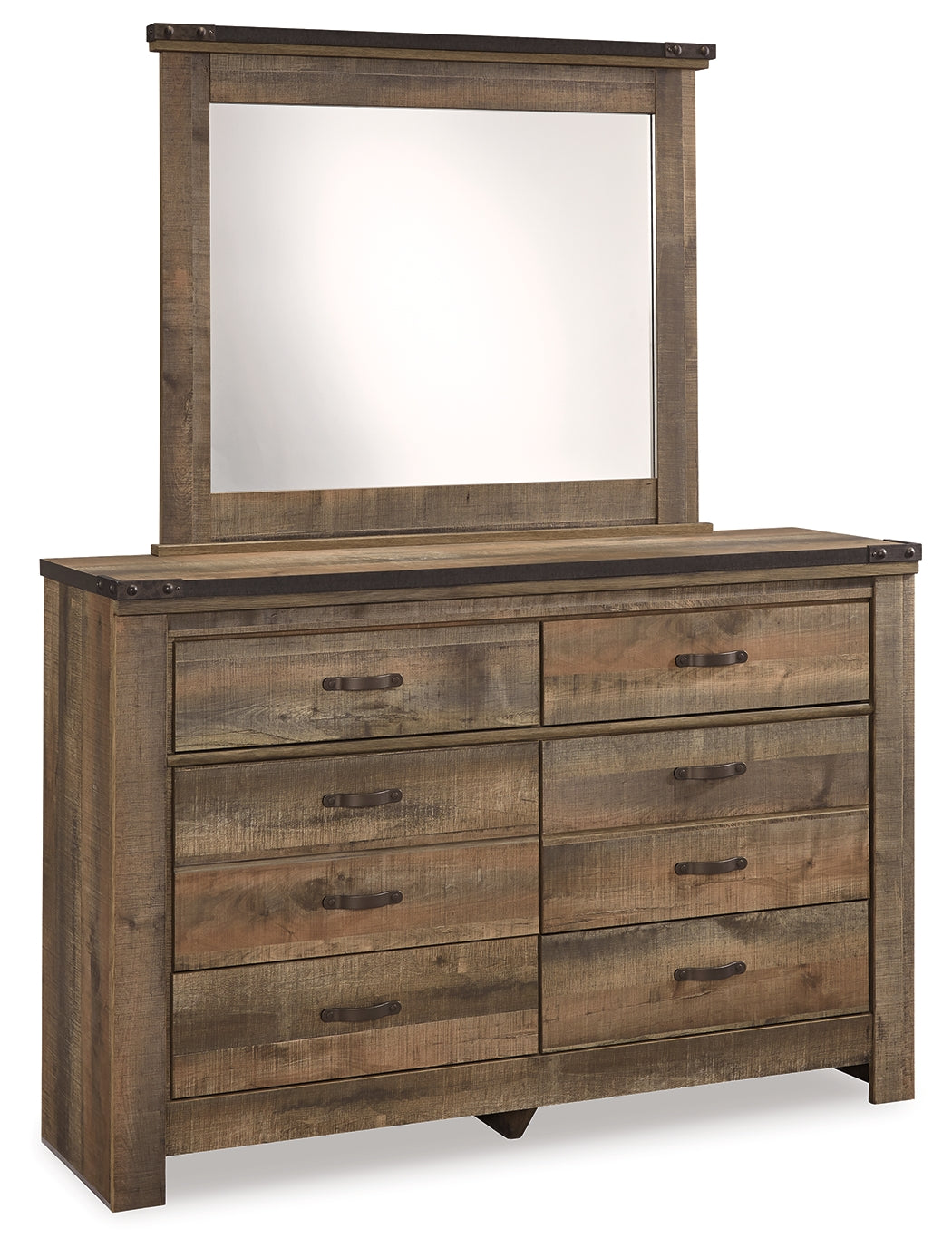 Trinell Brown Full Panel Bedroom Set with Dresser, Mirror and Nightstand