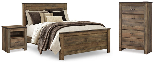 Trinell Brown Queen Panel Bedroom Set with Chest and 2 Nightstands