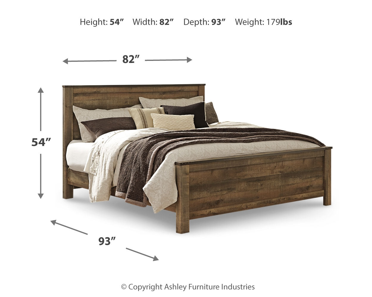 Trinell Brown King Panel Bedroom Set with Dresser, Mirror and 2 Nightstands