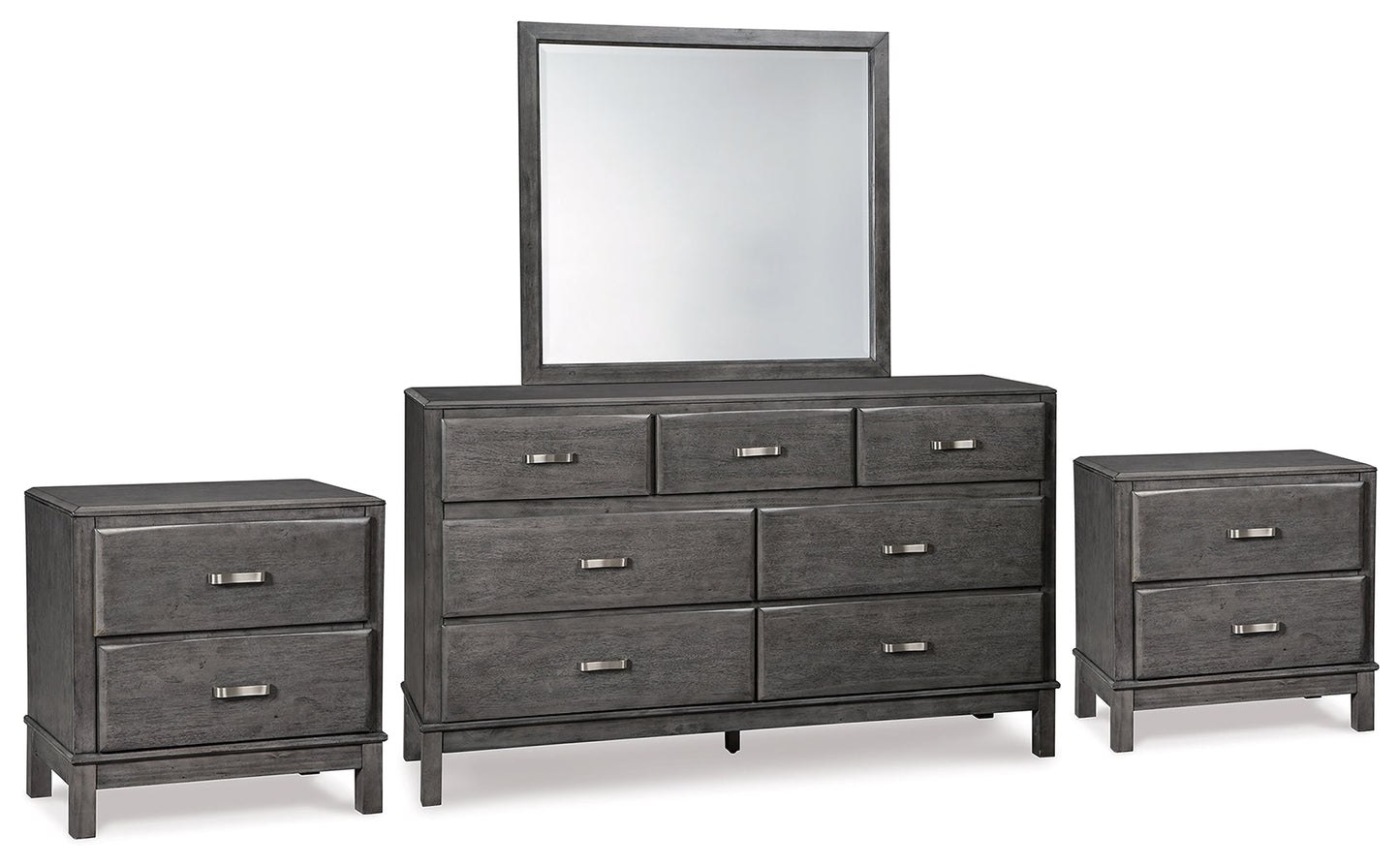 Caitbrook Gray Dresser, Mirror and 2 Nightstands