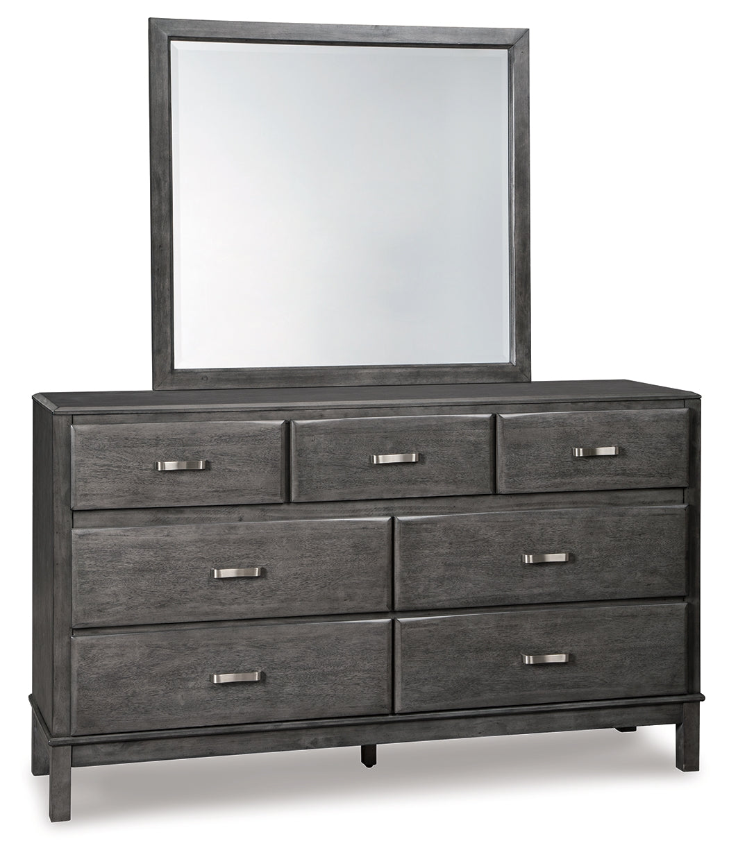 Caitbrook Gray Dresser, Mirror and 2 Nightstands