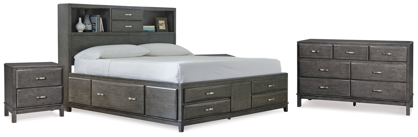 Caitbrook Gray Queen Storage Bedroom Set with Dresser and 2 Nightstands