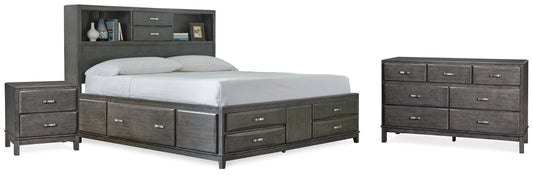 Caitbrook Gray King Storage Bedroom Set with Dresser and Nightstand