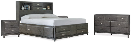 Caitbrook Gray King Storage Bedroom Set with Dresser and 2 Nightstands