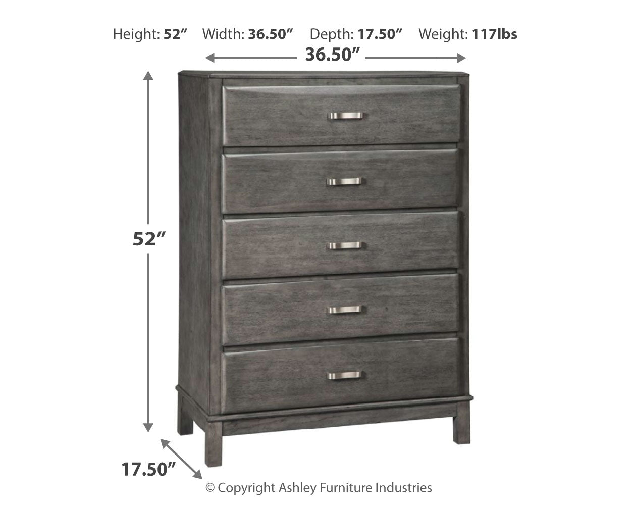 Caitbrook Gray California King Storage Bedroom Set with Dresser, Mirror and Chest