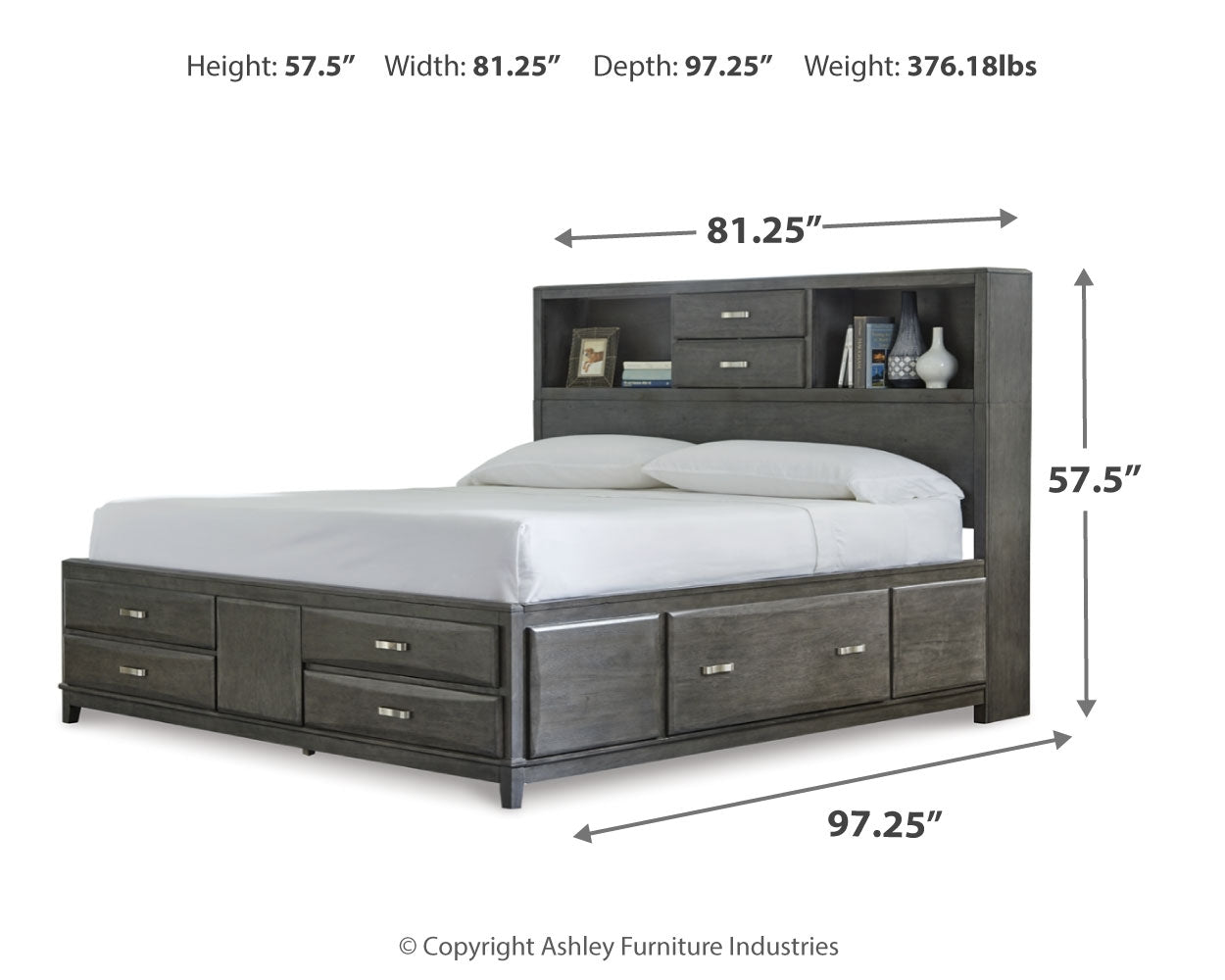 Caitbrook California King Storage Bedroom Set with Dresser, Mirror and Chest