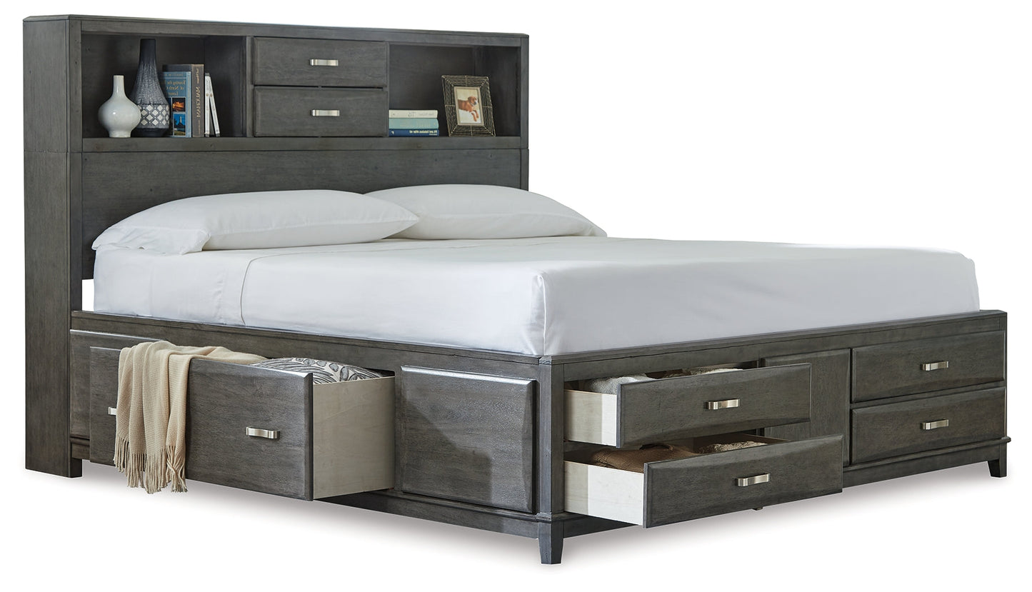 Caitbrook Gray Queen Storage Bedroom Set with Dresser, Mirror, Chest and 2 Nightstands