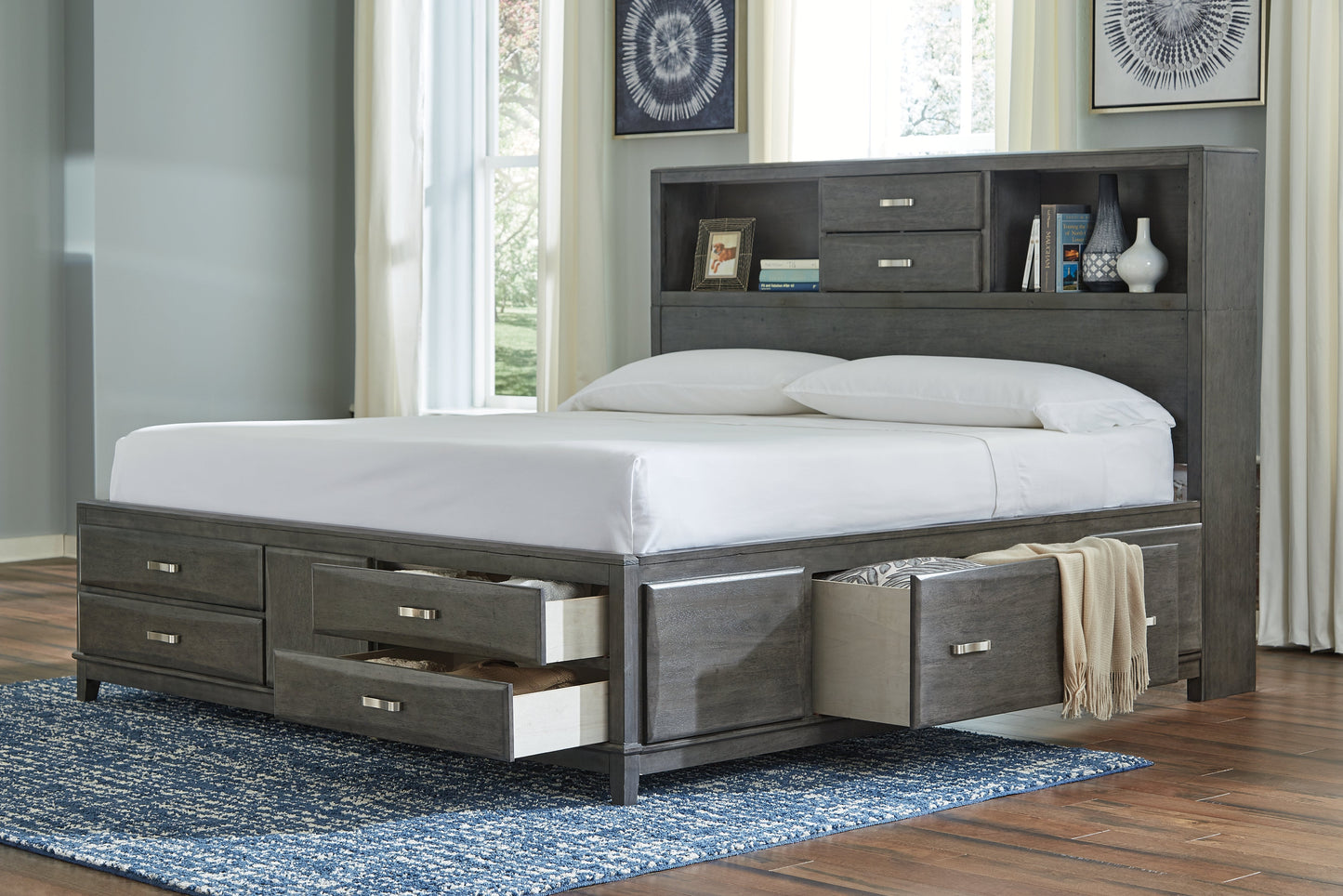 Caitbrook Gray King Storage Bedroom Set with Dresser and 2 Nightstands