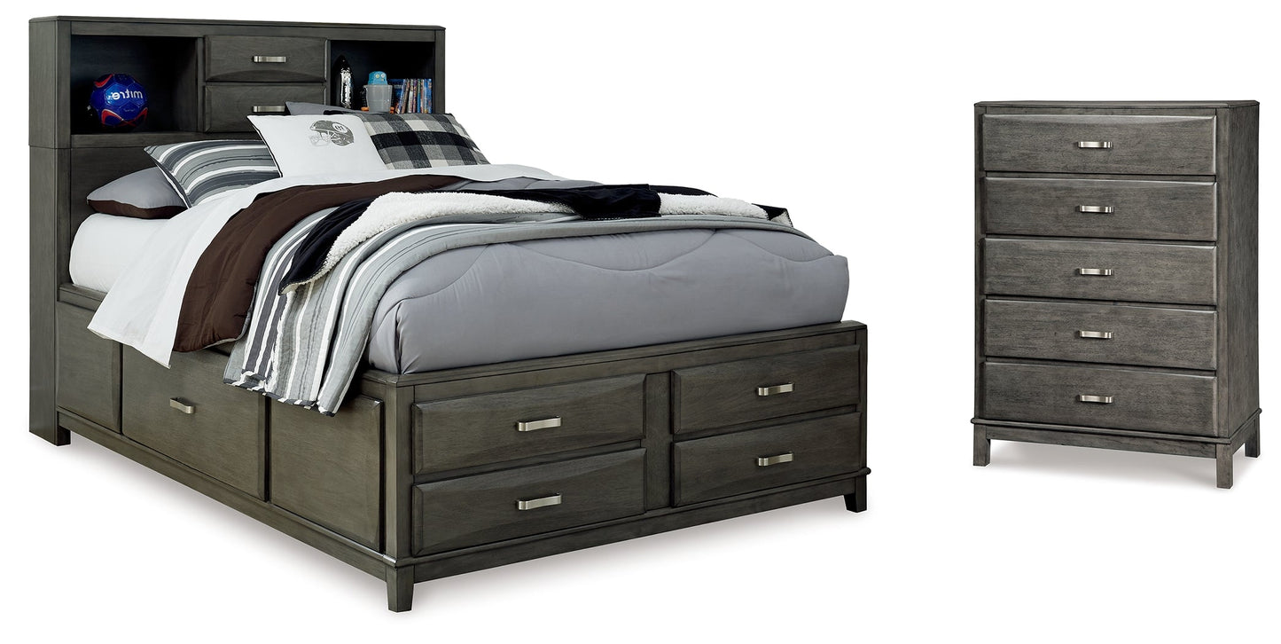 Caitbrook Gray Full Storage Bedroom Set with Chest