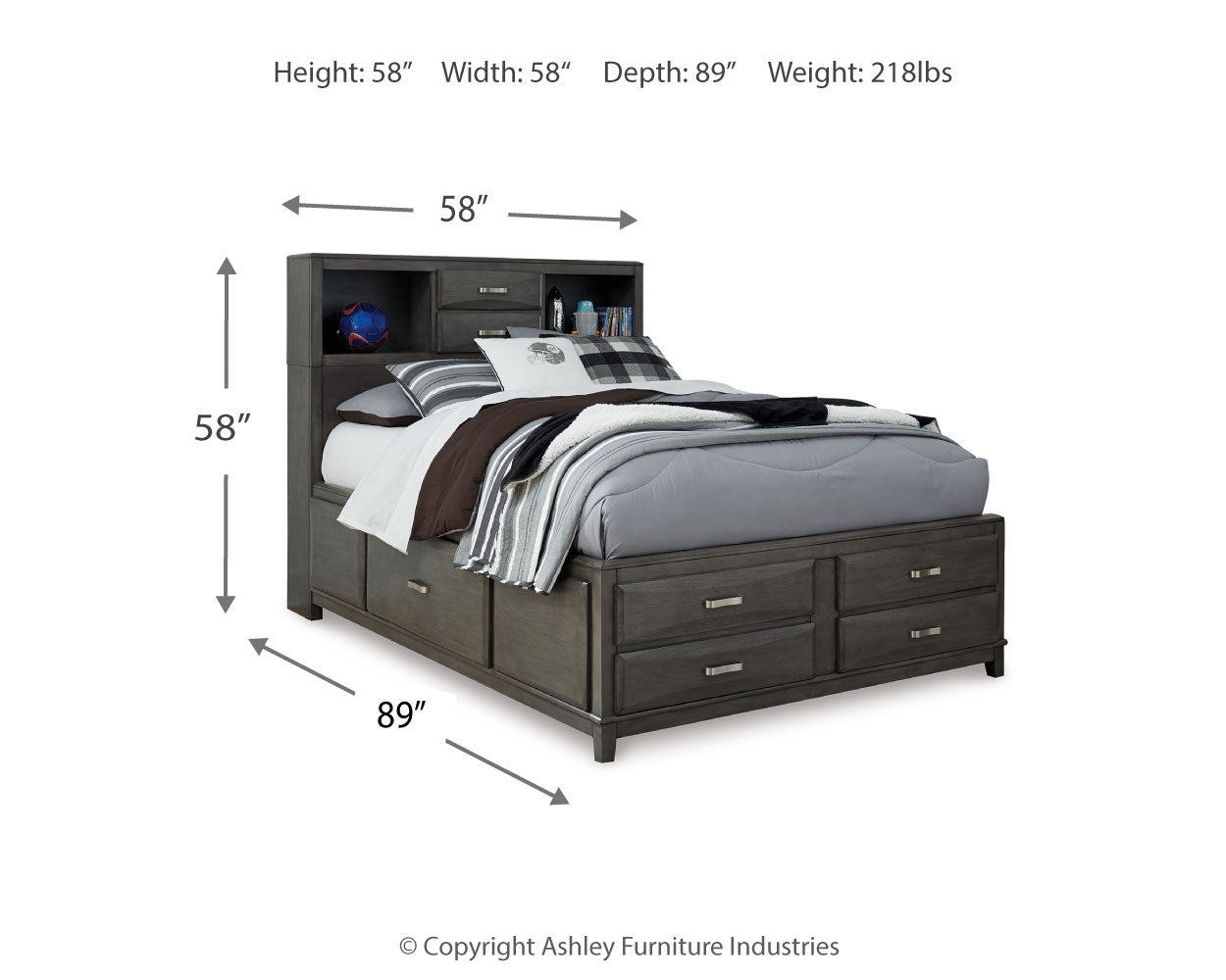 Caitbrook Gray Full Storage Bedroom Set with Chest