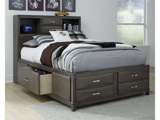 Caitbrook Gray Full Storage Bed w/ 7 Drawers