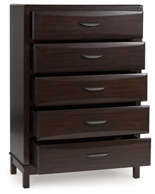 Vanmore Dark Brown Five Drawer Chest - Ornate Home