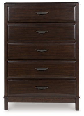 Vanmore Dark Brown Five Drawer Chest - Ornate Home