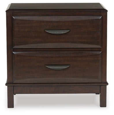 Vanmore Dark Brown Two Drawer Nightstand - Ornate Home