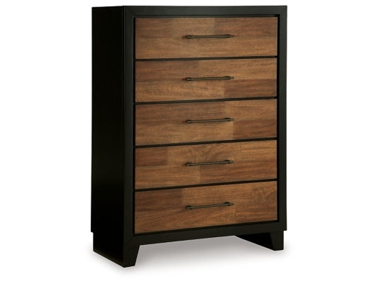 Kraeburn Brown/Black Five Drawer Chest - Ornate Home