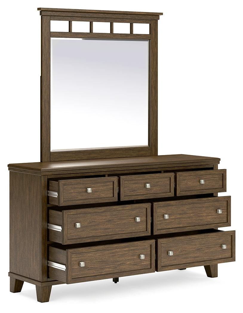 Shawbeck Dark Brown Dresser and Mirror