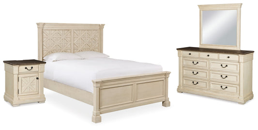 Bolanburg White Queen Panel Bedroom Set with Dresser, Mirror, and Nightstand