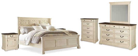 Bolanburg White King Panel Bedroom Set with Dresser, Mirror, Chest and 2 Nightstands