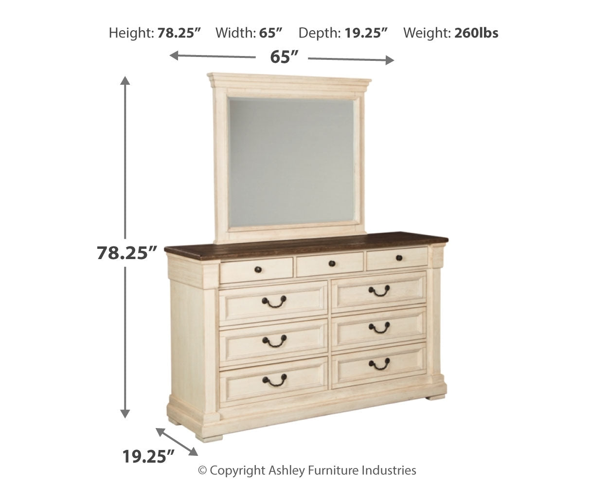 Bolanburg White King Panel Bedroom Set with Dresser, Mirror, Chest and 2 Nightstands