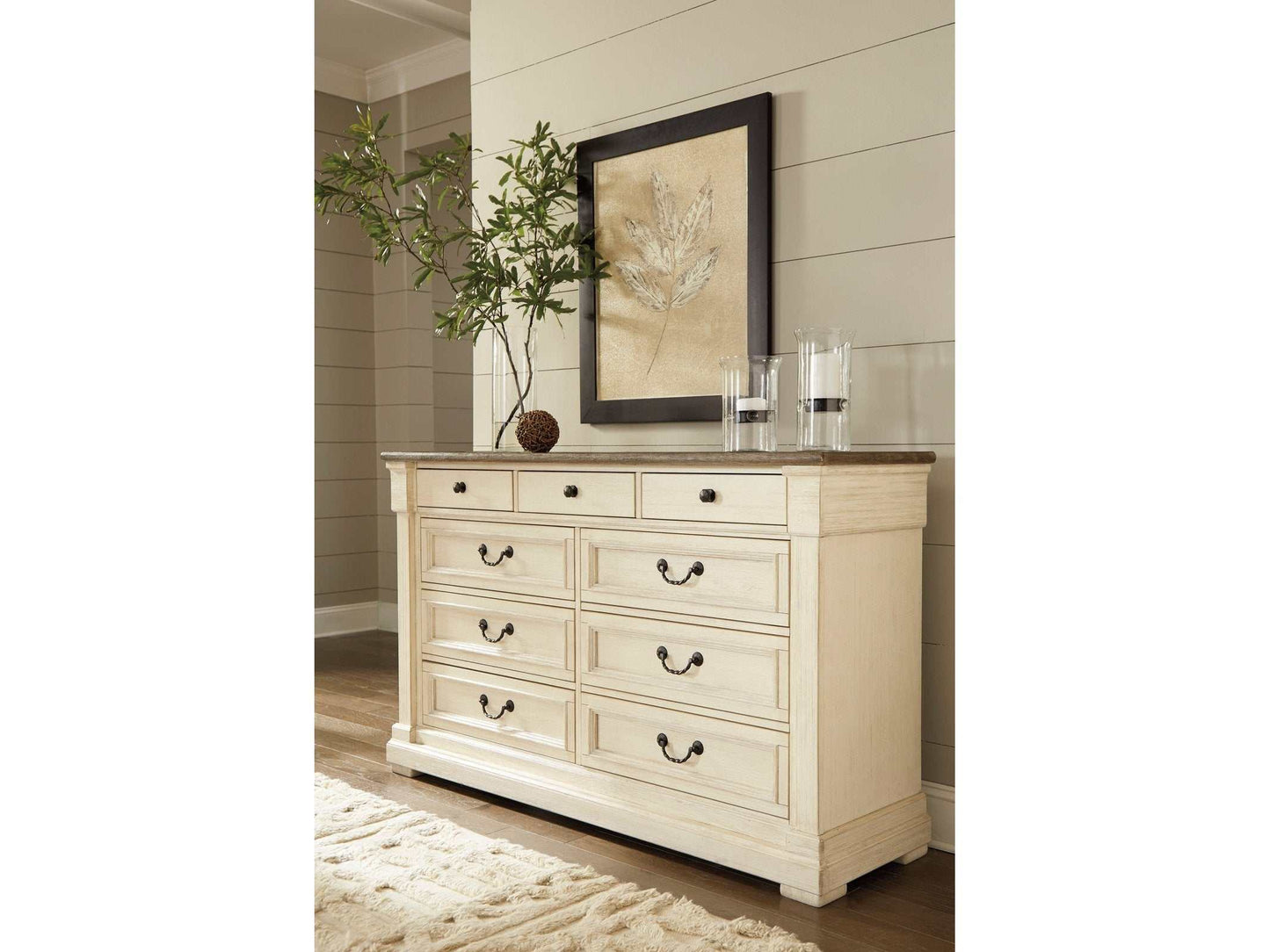 Bolanburg Weathered Oak & Antique White Dresser w/ 9 Drawers