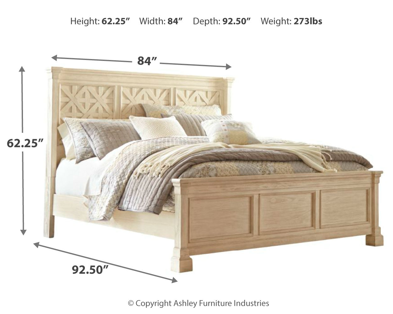 Bolanburg White California King Panel Bedroom Set with Dresser, Mirror and Chest