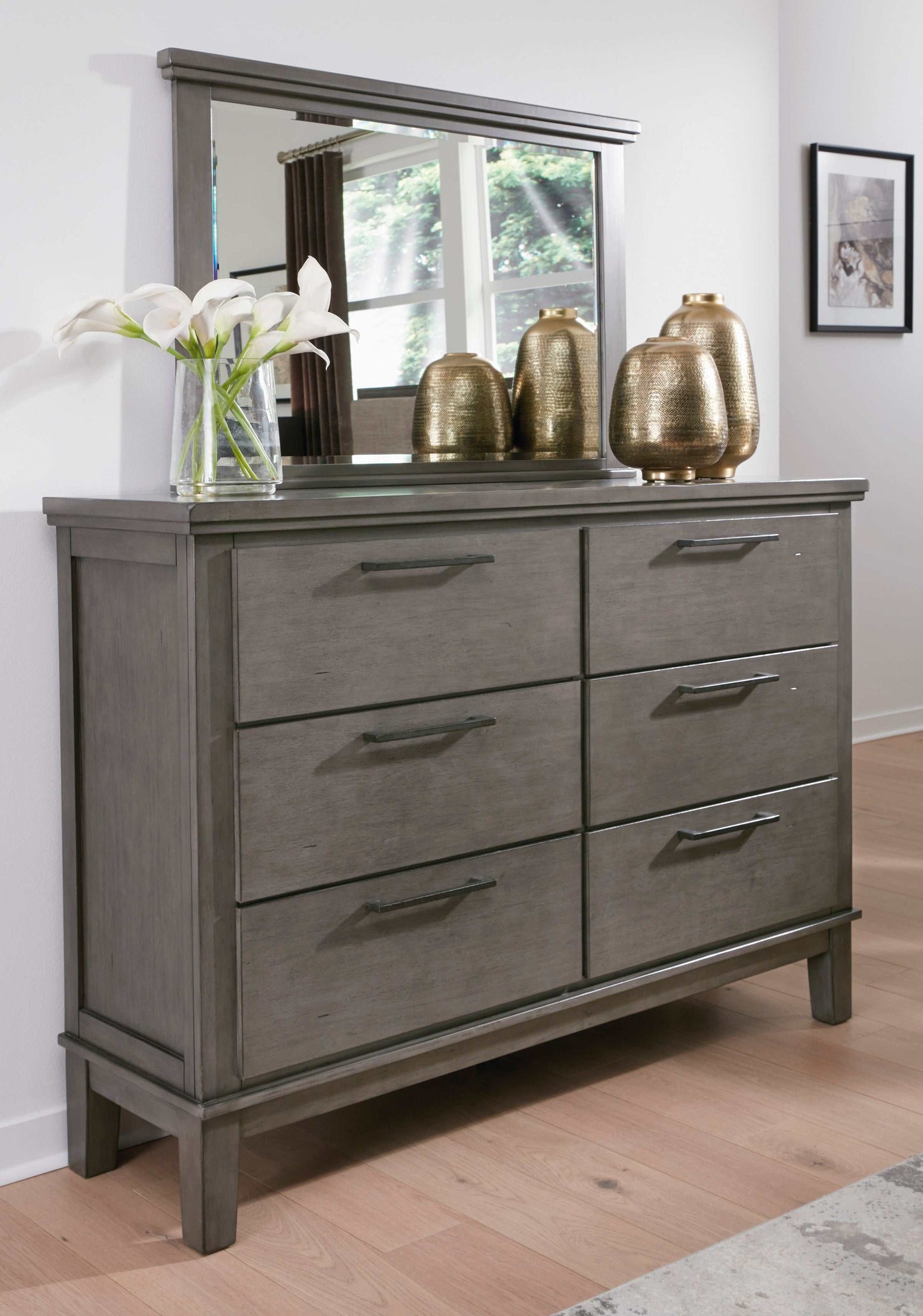 Hallanden Gray & Taupe Uph. Panel Bedroom Sets