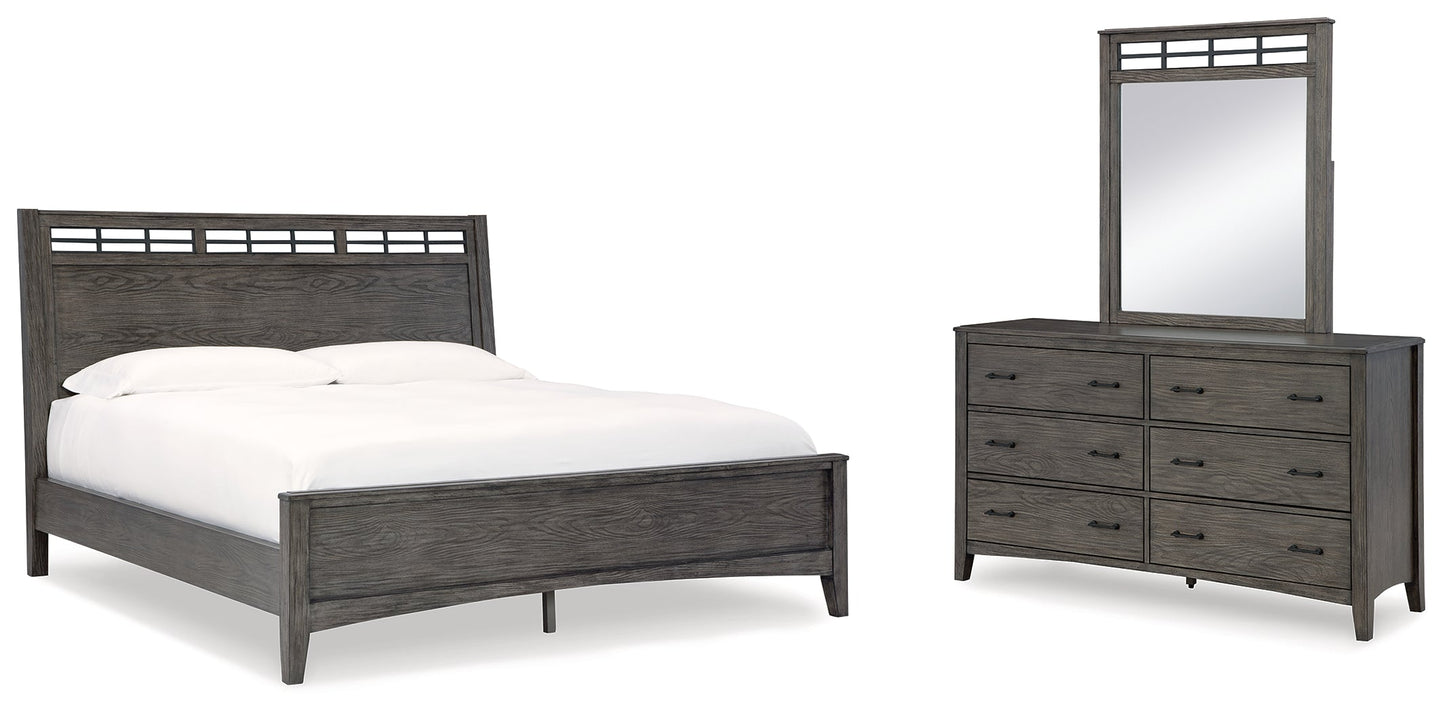 Montillan California King Panel Bedroom Set with Dresser and Mirror