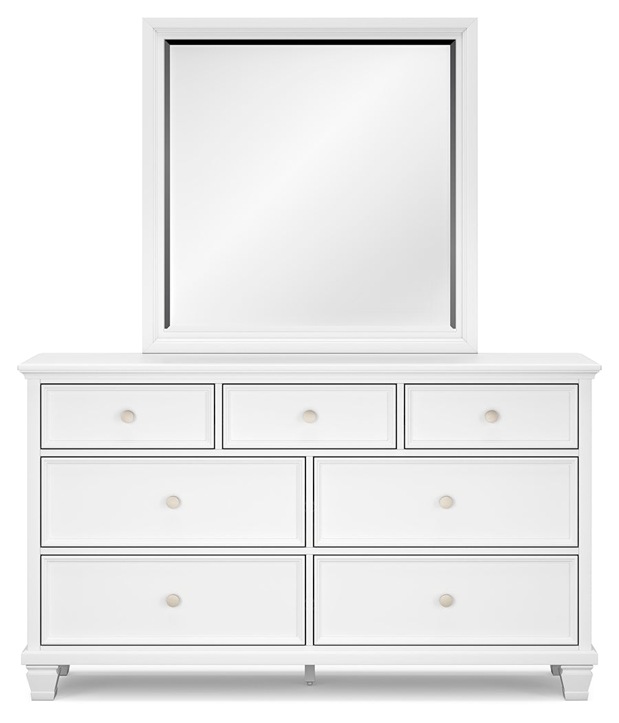 Fortman White Queen Panel Bedroom Set with Dresser, Mirror and Nightstand