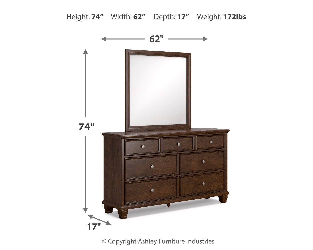 Danabrin Twin Panel Bedroom Set with Dresser and Mirror