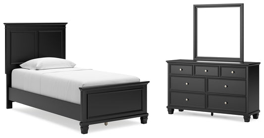 Lanolee Twin Panel Bedroom Set with Dresser and Mirror