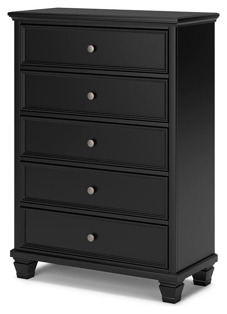 Lanolee Black Full Panel Bedroom Set with Chest