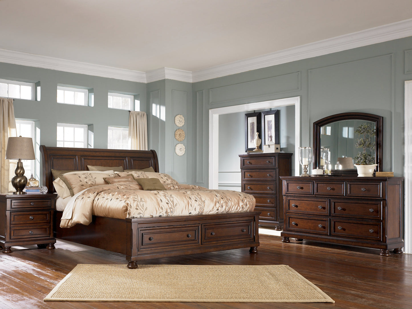 Porter Rustic Brown King Sleigh Bed