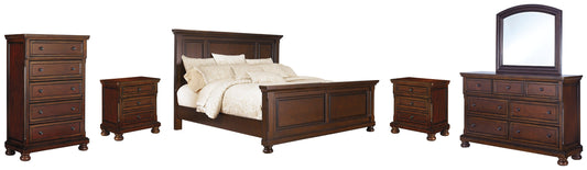 Porter Queen Panel Bedroom Set with Dresser, Mirror, Chest and 2 Nightstands