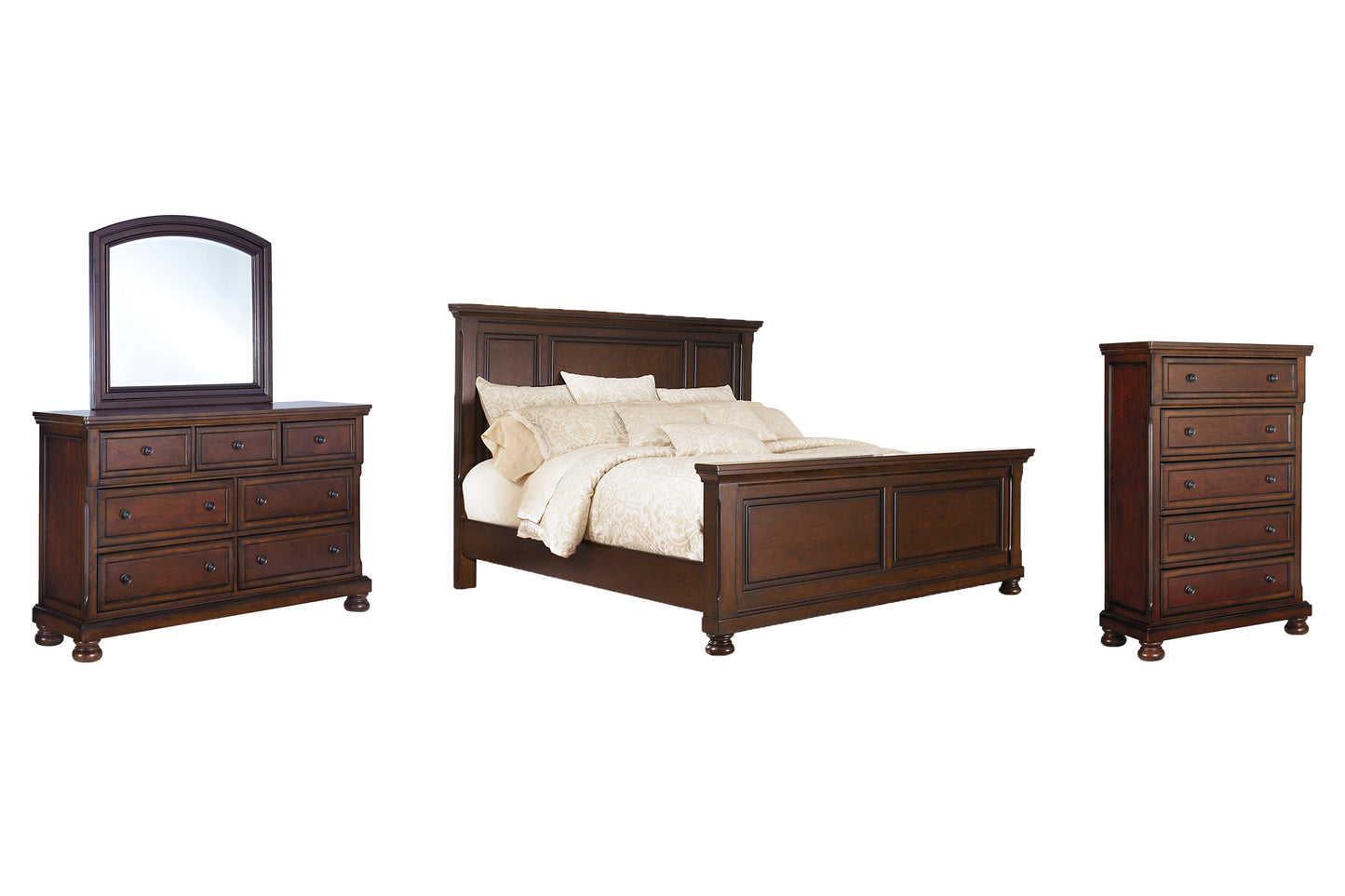 Porter King Panel Bedroom Set with Dresser, Mirror and Chest