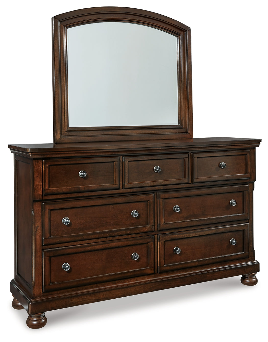 Porter Rustic Brown King Panel Bedroom Set with Dresser, Mirror, Chest and Nightstand